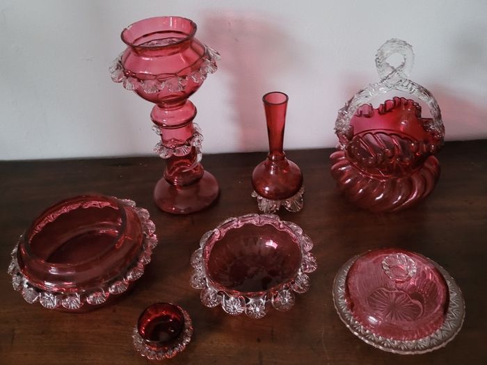 Victorian collection of cranberry glass