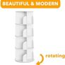 4-Tier Rotating Bookshelf Tower, Spinning Lazy Susan, 360 Revolving Bookshelf Storage, Round Carousel, Vertical Turntable Spiral Corner Organizer, White Image 5