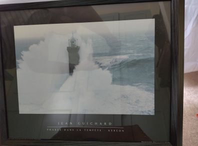 Large framed lighthouse picture