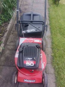 Masport push Lawnmower with Briggs and Stratton engine 5.0 XTE . Aluminium deck