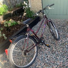 Classic ladies hybrid bike - purple splatter paint