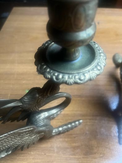 2 Antique solid brass  Dragon  candle sticks