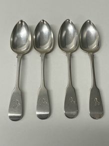 Antique 1838 Sterling Silver Teaspoons -Set of 4 Glasgow /John Finlay