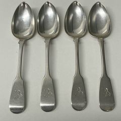 Antique 1838 Sterling Silver Teaspoons -Set of 4 Glasgow /John Finlay