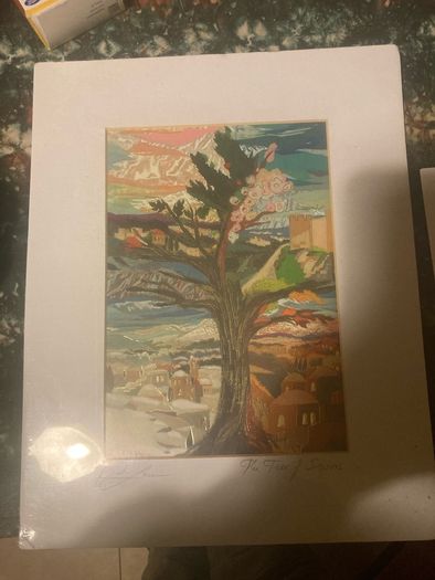 artwork mounted signed free postage