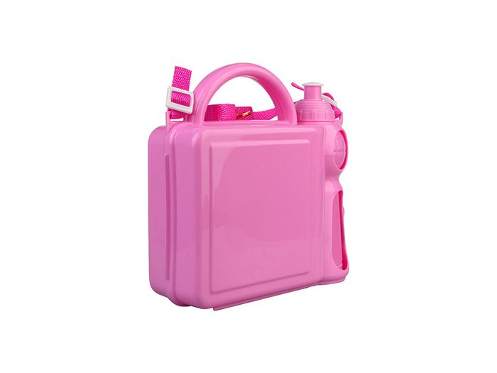 Personalised Children's Lunchbox with Water Bottle and Handle - Pink