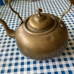 Vintage Kettle & Vintage Fruit Tray with Wooden inset.
