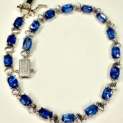 Silver bracelet Premium Himalayan Kyanite & Zircon Bracelet (11 Ct.)
