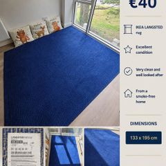 Ikea Langsted Rug. Blue