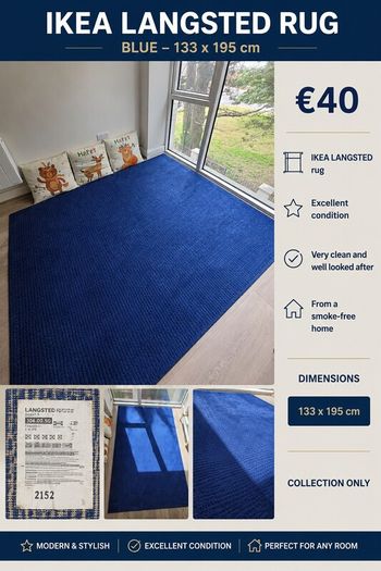 Ikea Langsted Rug. Blue