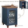 Wooden End Table with Glass Door Storage, 14 Farmhouse Side Table with Adjustable Shelf Solid Wood Gourd Legs, Sofa Side End Tables Cabinet for Living Room, Office Image 2