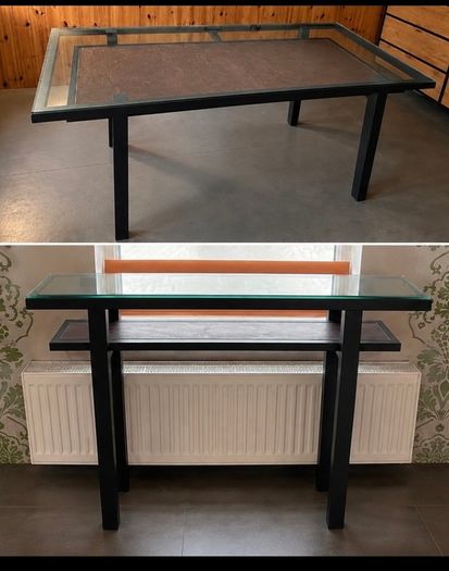 Glass & Leather Dining Table + Matching Console Table