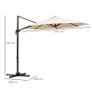 3M Roma Umbrella Sun Shade Cantilever Hanging Parasol w/ Cross Base Hand Crank Aluminium Frame 360 Rotation - Beige Image 2