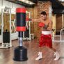 Height-Adjustable Standing Punching Bag with Suspension Red Image 2