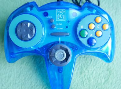Nintendo 64: Logic 3 Pad Transparent Blue Wired Controller For Nintendo 64