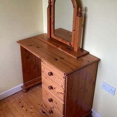 Traditional Solid Wood Dressing Table & Arched Mirror Set
