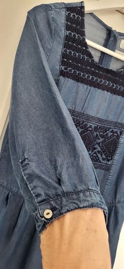 Esprit denim style dress with embroidery detail Sz S ( Fit 8-10 UK)