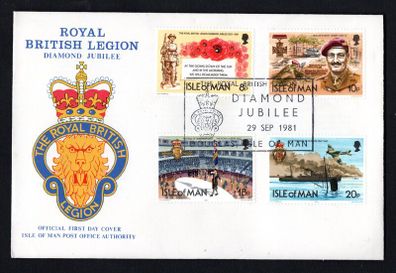 1981 Isle of Man 60th (Diamond Jubilee) Anniversary of The Royal British Legion Commemorative Stamp First Day Cover (FDC)
