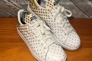 Adidas Originals Stan Smith Ladies UK5.5 EUR38.5 White Leather Trainers Gold Dot Pattern