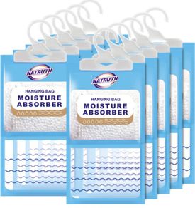 Wardrobe Dehumidifier Hanging Bags,10 PACKS Moisture Absorber Deodorate Moistureproof Desiccant Use for Kitchen Bathroom Wardrobe,Closet Dehumidifier Bags (FREE POSTAGE)
