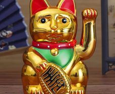 5inch Lucky Cat Welcoming Chinese Lucky Cats Statue Waving Hand Beckoning Fortune Cat Figurines For Household DIY Decoration