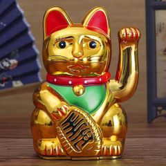 5inch Lucky Cat Welcoming Chinese Lucky Cats Statue Waving Hand Beckoning Fortune Cat Figurines For Household DIY Decoration