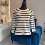 Ladies Cream & Black Striped Jumper from Gallery. Size Xs UK 6-8 / EU 34-36 Image 4