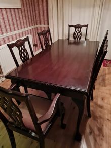 Genuine mahogany 6 seater dining table and chairs