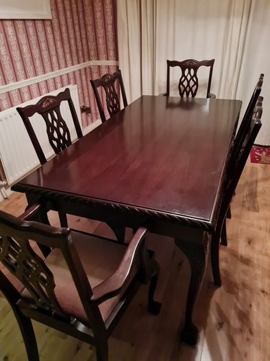 Genuine mahogany 6 seater dining table and chairs