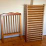 Large Brown Wooden Baby Cot With Mattress Image 2