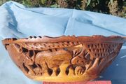 African Animal hand carved wooden bowl