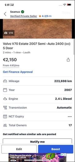 Volvo estate car  Northern registeredMot Feb 2027