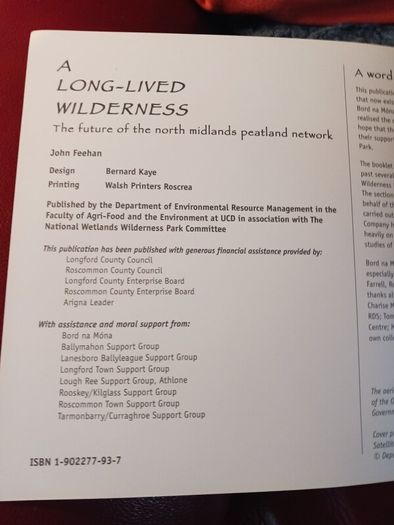 A Long-Lived Wilderness/ The Future of the North Midlands Peatland Network/ John Feehan/ 2005
