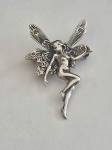 Vintage 925 Sterling Silver Fairy Brooch