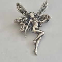 Vintage 925 Sterling Silver Fairy Brooch