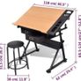 Adjustable Drawing Table  Drafting Desk with Stool Tilting Art Desk with Storage Image 2