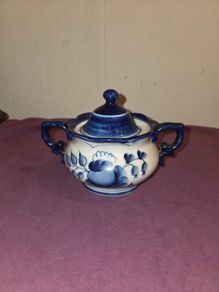 Vintage USSR hand painted Sugar Bowl
