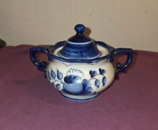 Vintage USSR hand painted Sugar Bowl