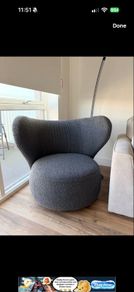 2xGrey Boucle Swivel Armchair Excellent Condition