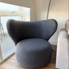 2xGrey Boucle Swivel Armchair Excellent Condition