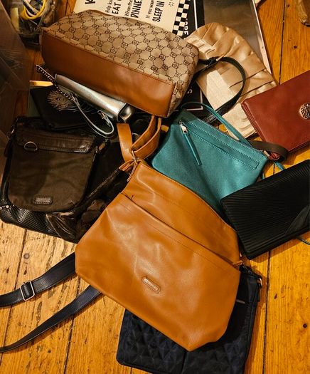 Large Job Lot of Ladies and Mens Clothes Shoes Hats Bags Handbags