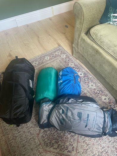 Camping gear -tents, mattress, sleeping bags.