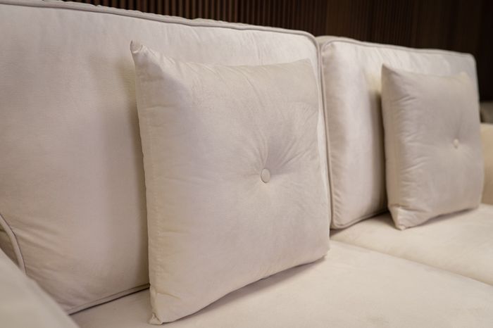 Olympia Cream Fullback Plush Velvet Fabric Sofa Set