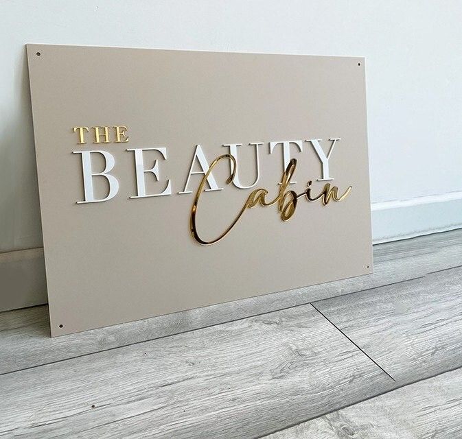 3D Gold Lettering Wall Sign Panel - Custom Acrylic Letters, Any Logo
