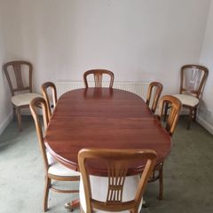 Cherry wood dining table and 8 chairs