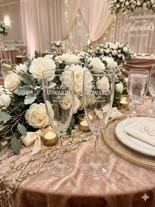 Personalized "Mr. & Mrs." Wedding Champagne Flute Set of 2 glasses