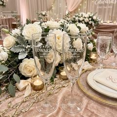 Personalized "Mr. & Mrs." Wedding Champagne Flute Set of 2 glasses