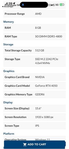 Lenovo IdeaPad 15ARH17 RTX 4050 / Ryzen 5 Gaming Laptop