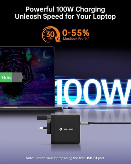 USB C Charger, MacBook Pro/Air Charger, 3-Port 120W GaN Fast Charger, PD3.0, PPS, USB Plug UK, USB-C Laptop Charger for MacBook Pro, MacBook Air, iPhone 16/15, Galaxy S24/S23, iPad, Laptops