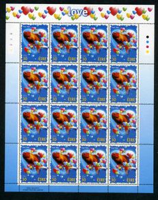 2001 Ireland Love (Cool Pets) Commemorative Stamp Sheetlet Plate 1B1B1B1B Mint Never Hinged (MNH)